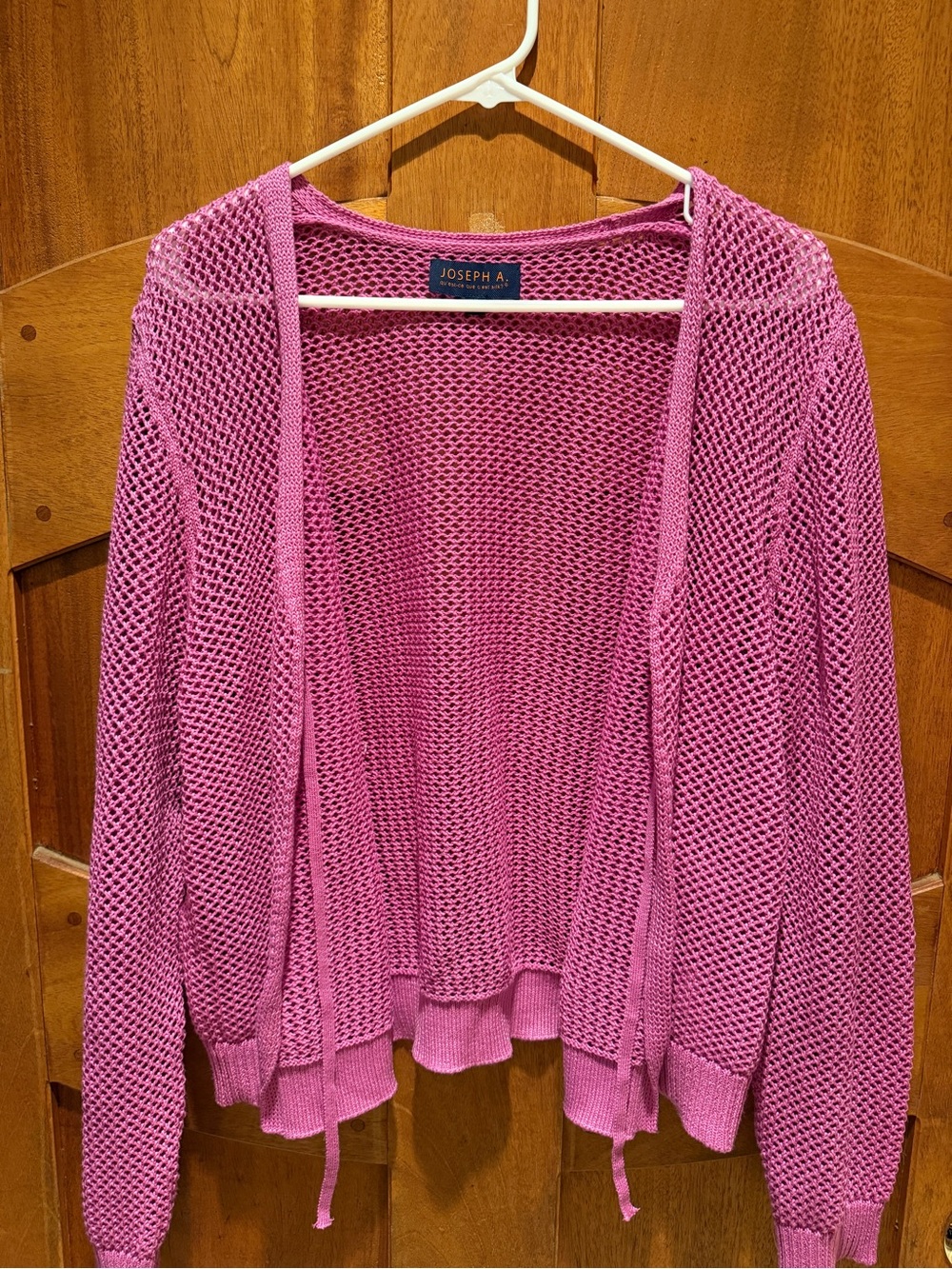 Joseph A Open-Weave Tie Front Pink Cardigan